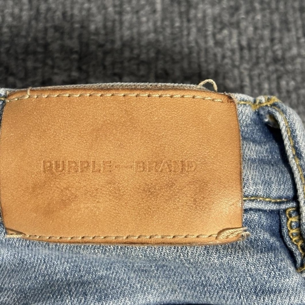Purple Brand Jeans Mens 38x34 Light Wash Distressed Button Fly Rips FW2006JNS - Picture 13 of 16